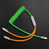 "Chubby Flex" 2 In 1 Spring ColorBlock Fast Charging Cable - Green+Orange