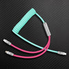 "Chubby Flex" 2 In 1 Spring ColorBlock Fast Charging Cable - Light Blue+Rose Red