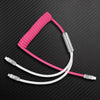 "Chubby Flex" 2 In 1 Spring ColorBlock Fast Charging Cable - Rose Red+White