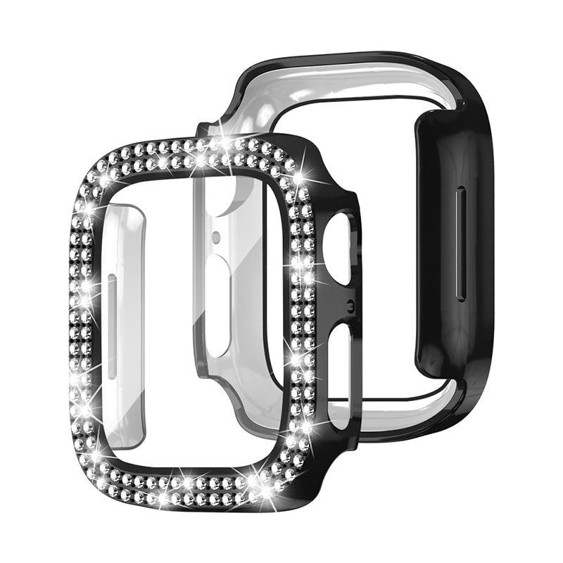 Electroplating Hollow Double Row Diamond Protective Case Suitable For Apple Watch