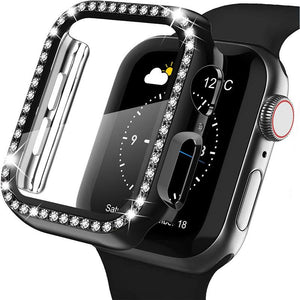 Electroplating Solid Double Row Diamond Protective Case Suitable For Apple Watch