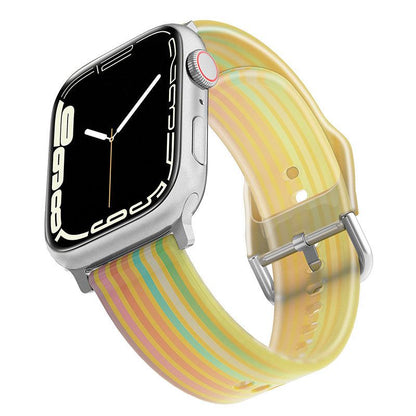 "Jelly Rainbow" Translucent Frosted Silicone D-Buckle Band For Apple Watch