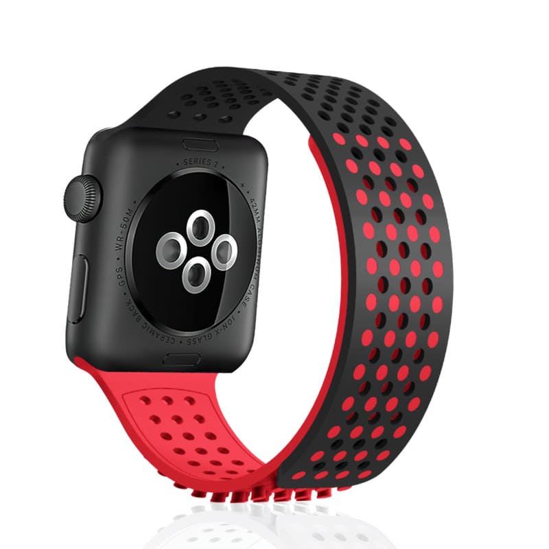 Multicolor Hole Silicone Breathable Watch Band For Apple Watch