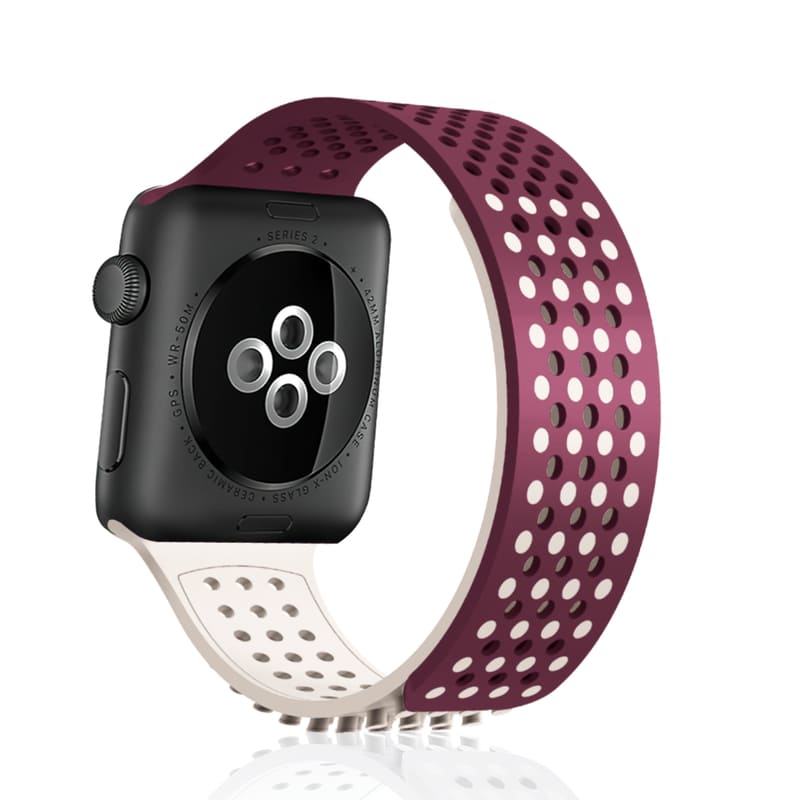 Multicolor Hole Silicone Breathable Watch Band For Apple Watch