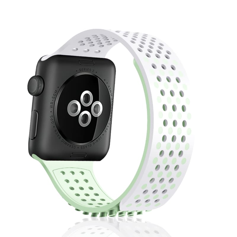 Multicolor Hole Silicone Breathable Watch Band For Apple Watch