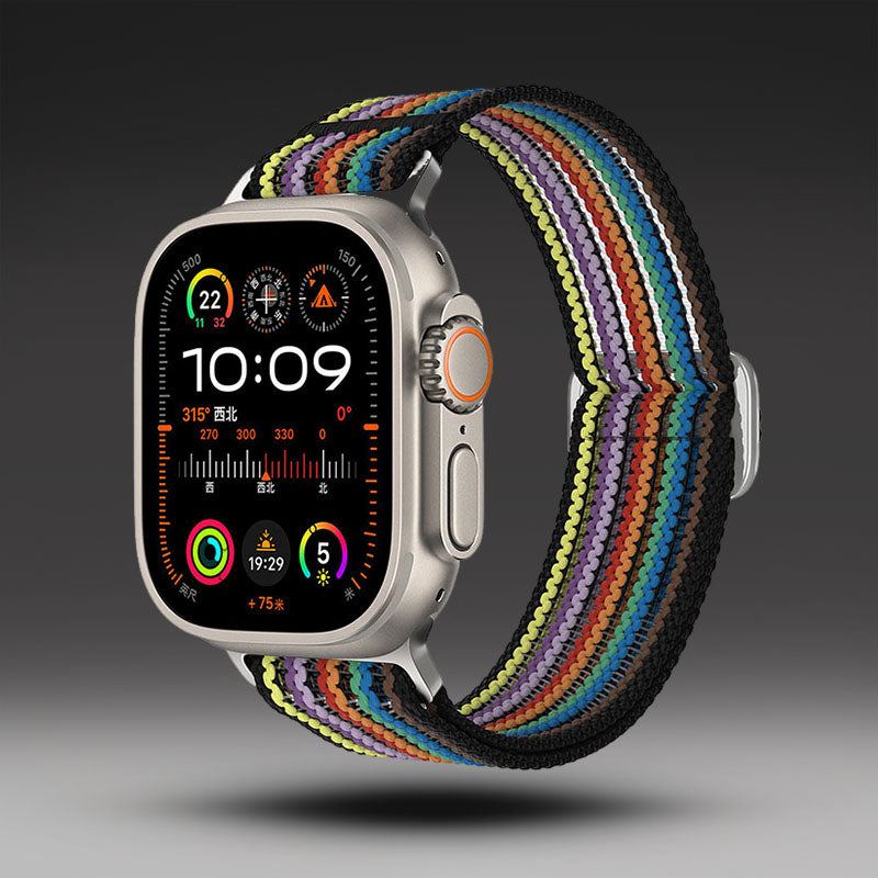 Nylon Braided Double Loop Multicolor Breathable Watch Band for Apple Watch