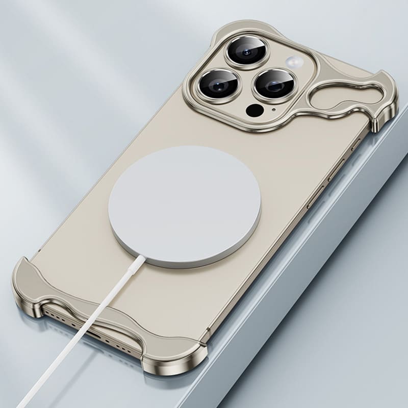 Shaped Metal Bezel Backless Phone Case with Lens Film