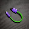 Ultra-Soft Braided 240W Color-Blocked Short Charging Cable - Green & Purple
