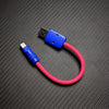 Ultra-Soft Braided 240W Color-Blocked Short Charging Cable - Rose Red & Dark Blue