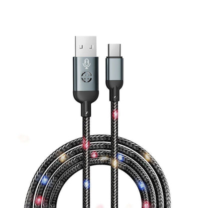 Voice-Controlled Flashing Light Cable - Syncs with Music & 480Mbps Transfer