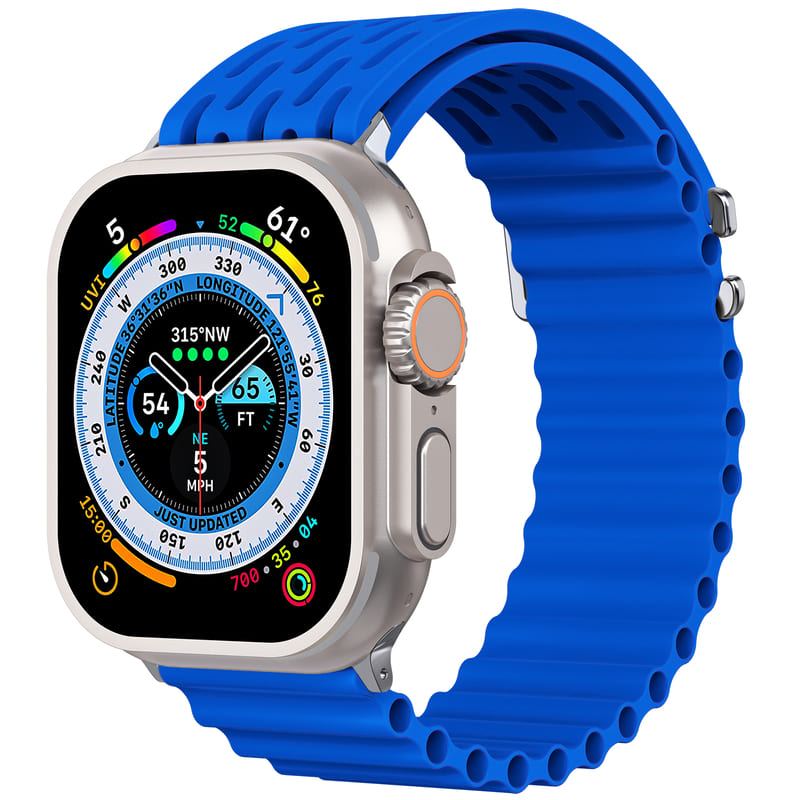 Wave Pattern Horizontal Silicone Breathable Watch Band For Apple Watch