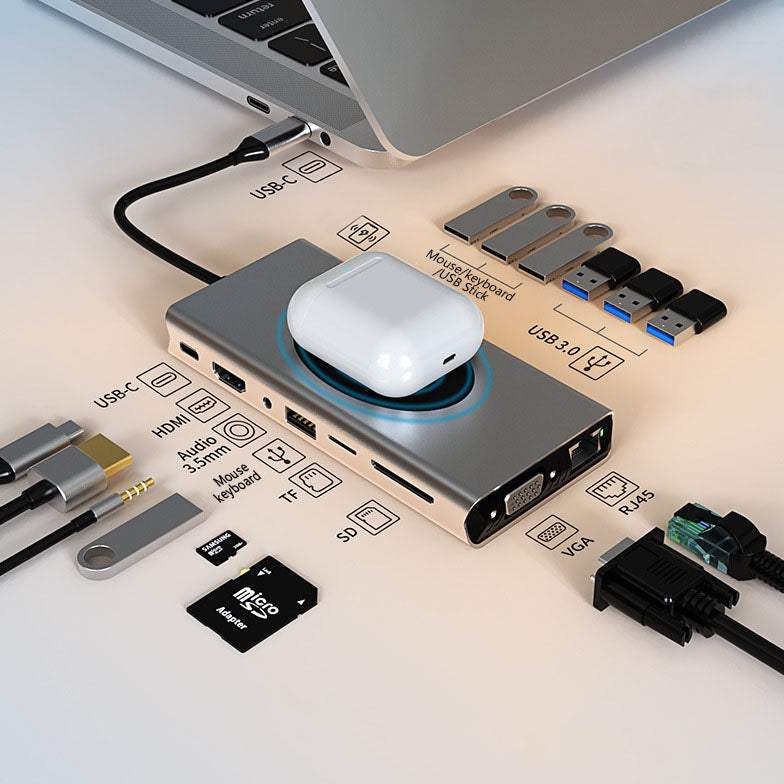 "Cyber" Wireless Charging USB 3.0 HUB Dock