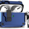 Automatic Pop-Up Carbon Fiber Headphone Case for Apple AirPods - Blue