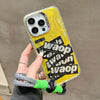 Cool Creative Drop-proof Lanyard Phone Case With Quicksand Sense Design - Yellow with lanyard