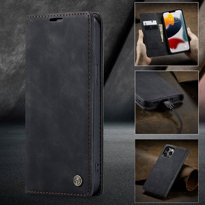 Flip Card Leather Protective iPhone Case